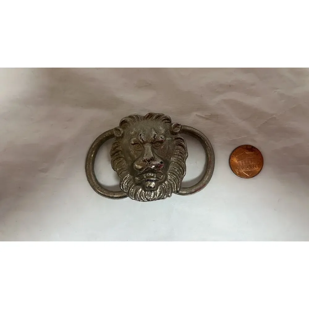 Vintage Silver-Toned Lion Head Belt Plate / Home Decor Collectible